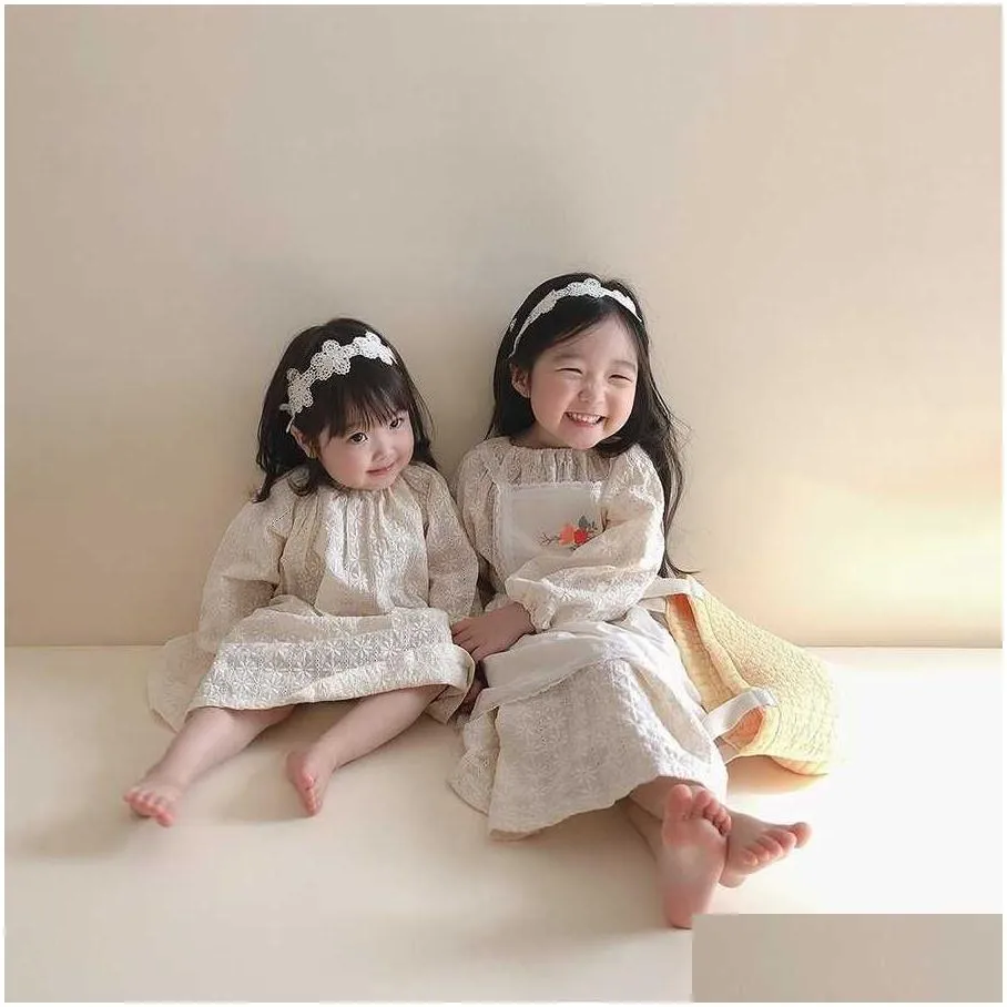 Autumn Baby Girl Long Sleeve Clothes Elegant White Lace Girls Dress Bodysuit Kids Princess Dresses Twin Clothing 211025 Drop Delivery Dhkjb