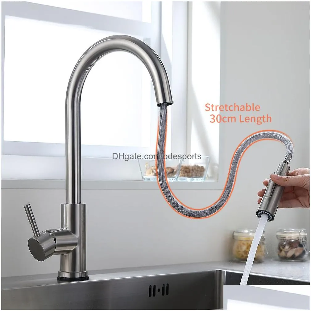 Kitchen Faucets Stainless Steel Kitchen Faucets Torneira Para Cozinha De Parede Crane For Water Filter Tap Three Ways Touchless Faucet Dhx9C