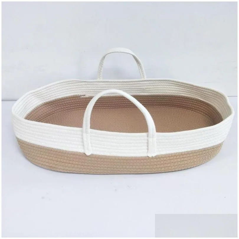 Bed Rails Baby Changing Basket Cotton Rope With Foam Pad Organic Bassinet Er Complete Waterproof Mat Liners 230601 Drop Delivery Dhnmz