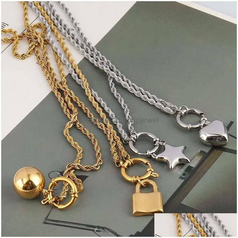 2021 female minimalist twist chain necklaces for women freshwarer pearl diso ball heart lock pendant necklace women jewelry gift1