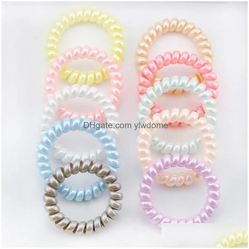 Hair Accessories New Women Scrunchy Girl Hair Coil Rubber Bands Ties Rope Ring Ponytail Holders Telephone Wire Cord Gum Tie Bracelet F Dhmep