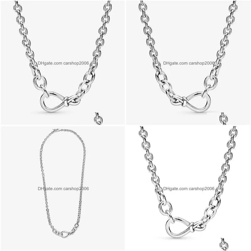 chains 2022 original 100% 925 sterling silver pan chunky infinity knot chain necklace for women diy gift