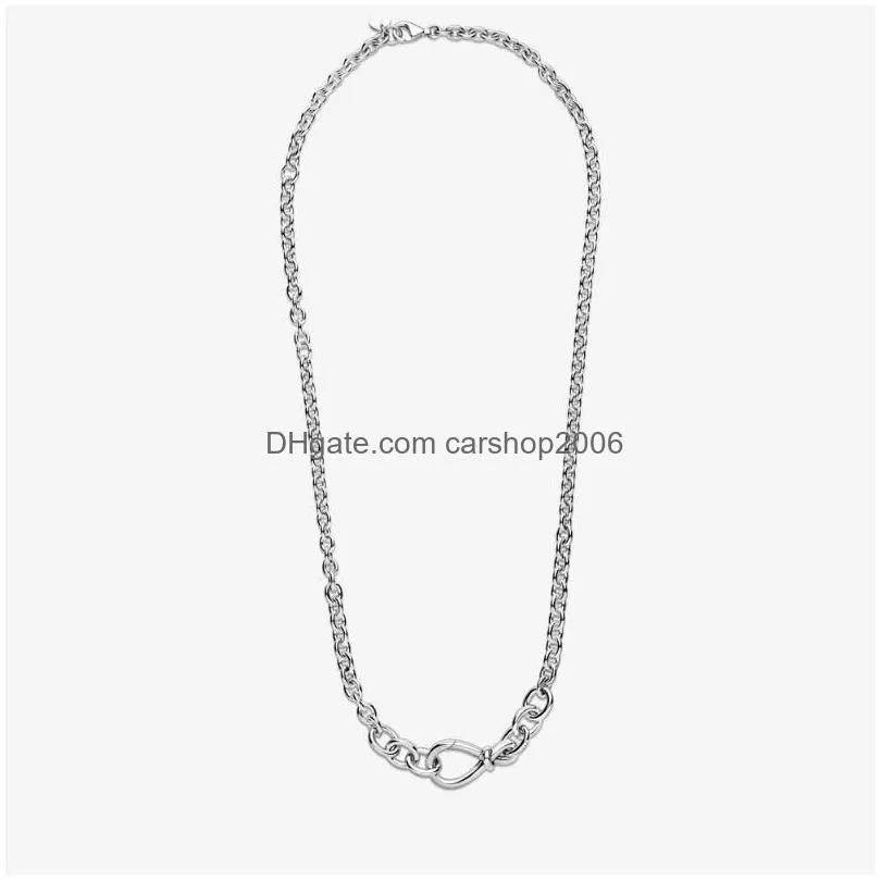 chains 2022 original 100% 925 sterling silver pan chunky infinity knot chain necklace for women diy gift