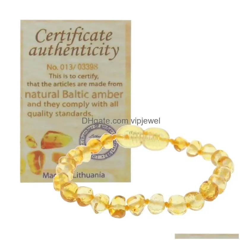 2018 amber genuine baltic teething bracelet raw and anklet baby beads for teethers a13201