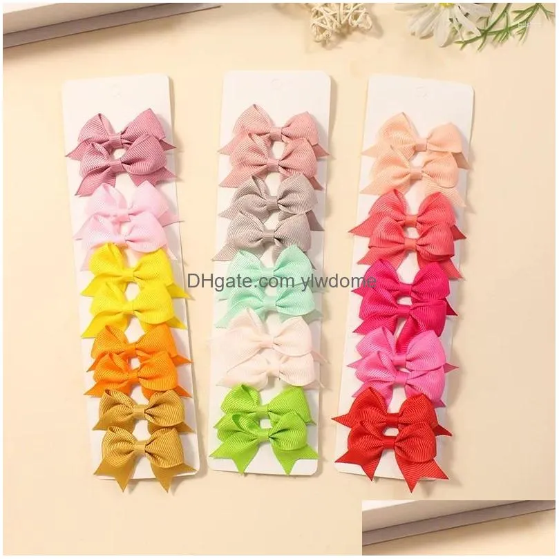 Hair Accessories 10Pcs/Set Cute Solid Ribbon Bowknot Clips For Baby Girls Handmade Bows Hairpin Barrettes Headwear Drop Delivery Dhfji