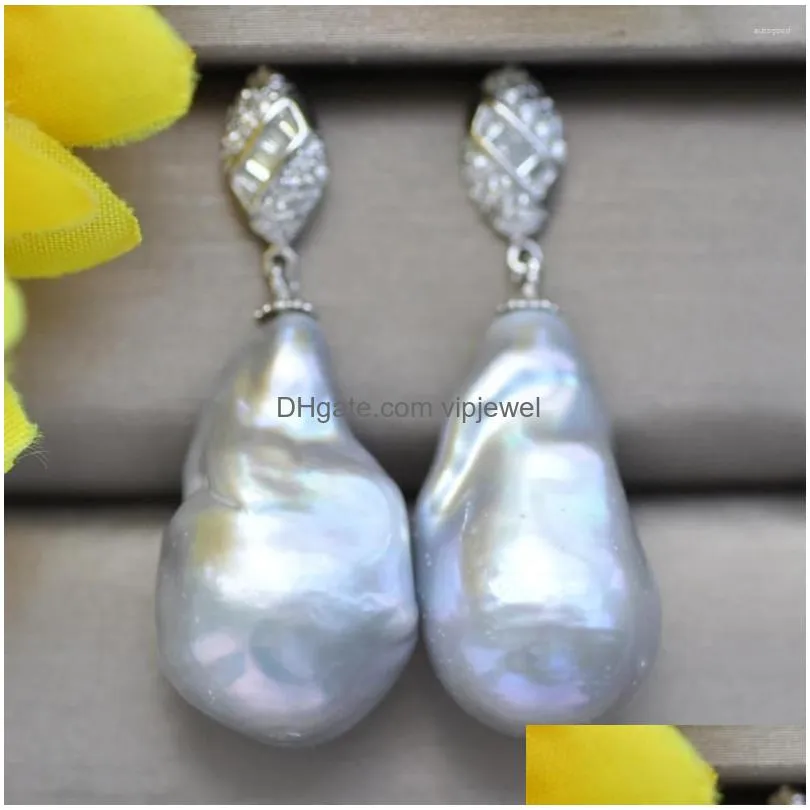 dangle earrings z9992 natural drop-baroque keshi reborn pearl earring cz
