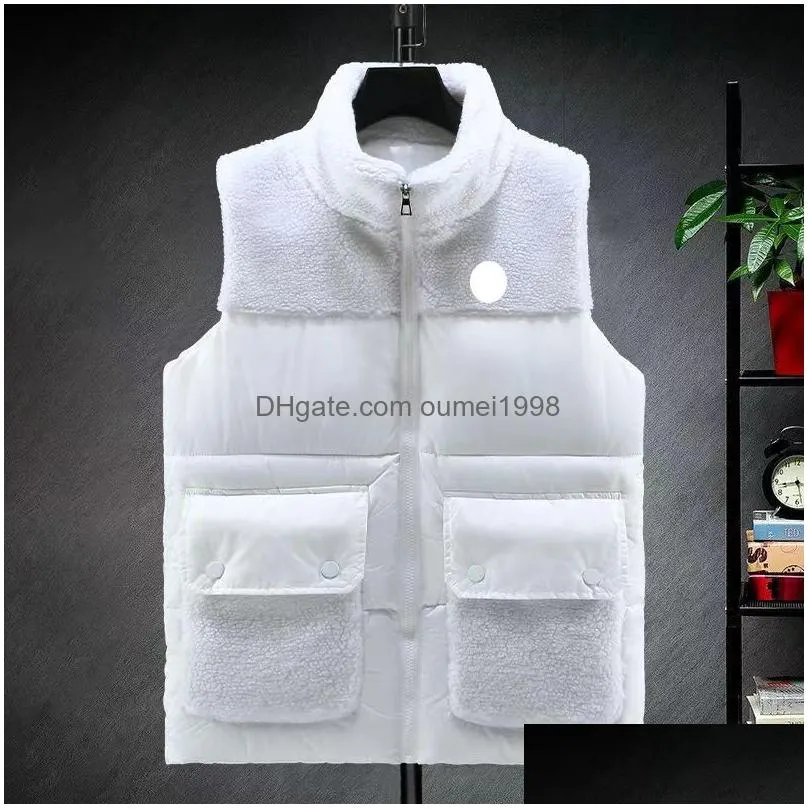 Men`S Vests Man Vests Downs Jacket Hoodie Panelled Berber Fleece Designer Embroidery Budge Jackets Windbreaker Tops Drop Delivery Appa Dhmyf