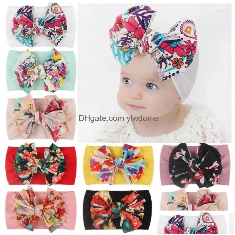 Hair Accessories 1 Piece Baby Headband Flower Toddler Infant Kids Girl Born Bow Turban Bandage Headwear Headwrap Gift Drop Delivery Dhw1D