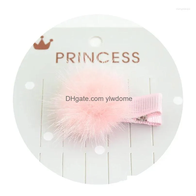 Hair Accessories 2Pcs Girls Hairpins Small Lovely Soft Fur Pompom Mini Ball Gripper Hairball Pom Hairclips Children Clip Drop Deliver Dhs1Z