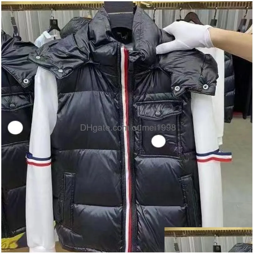 Men`S Vests Man Vests Downs Jacket Hoodie Panelled Berber Fleece Designer Embroidery Budge Jackets Windbreaker Tops Drop Delivery Appa Dhmyf
