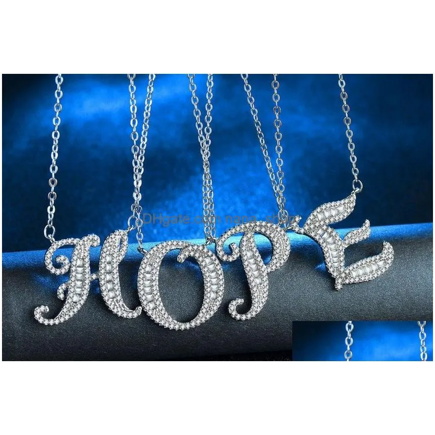 Pendant Necklaces Choucong 26 English Letters Pendant Luxury Jewelry 925 Sterling Sier Pave White Topaz Cz Diamond Infinite Gem Weddin Dhb9I