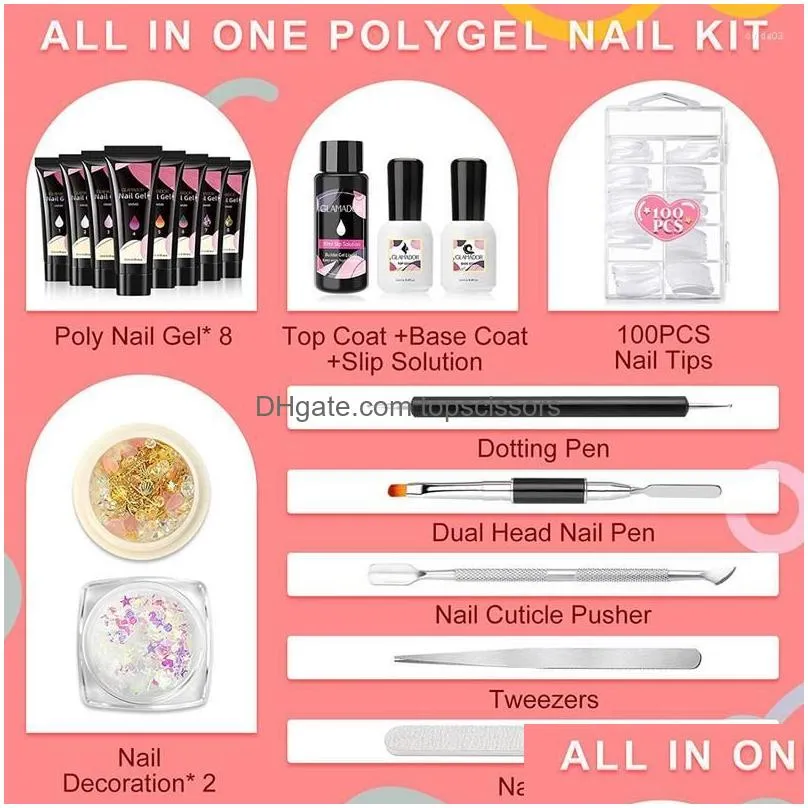 Nail Art Kits Poly Extention Gel Set Manicure Kit Quick Extension Building For Starters Professional Drop Delivery Dhxvs