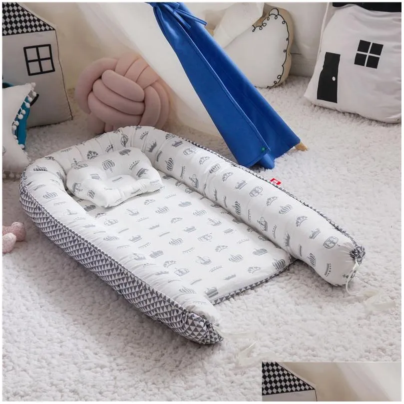 Bed Rails Cartoon Printed Baby Nest Born Portable Crib Travel Lounge Bassinet Bumper With Pillow Cushion Infant Accessories 230601 Dr Dhyef