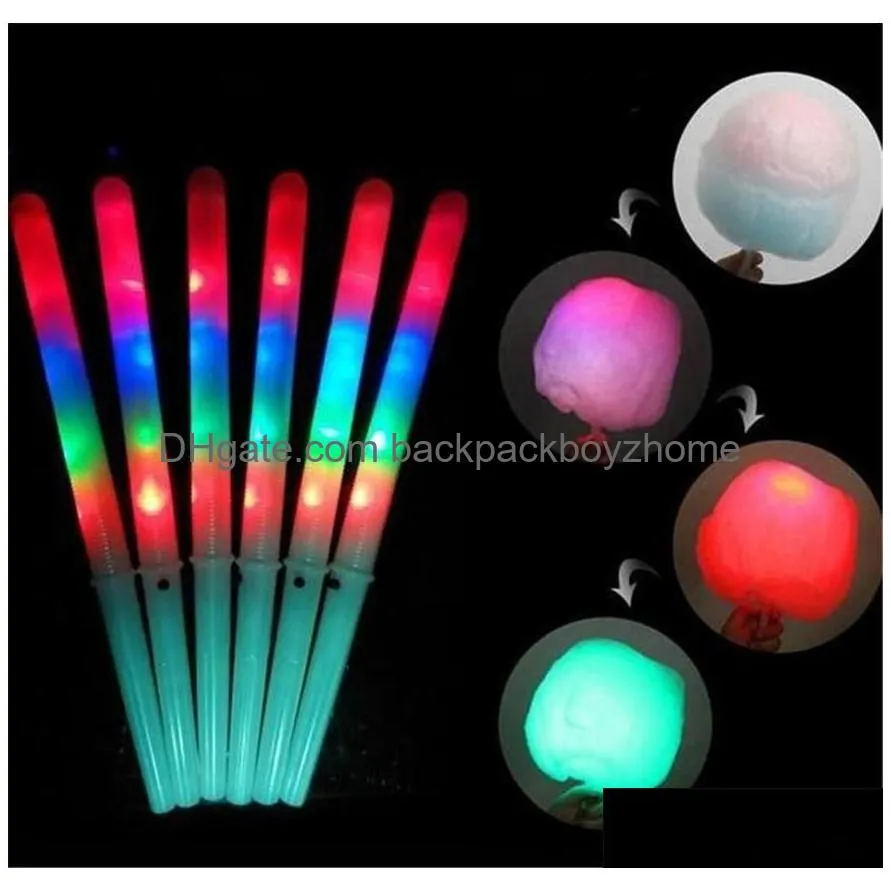 Party Favor New 28X1.75Cm Colorf Party Led Light Stick Flash Glow Cotton Candy Flashing Cone For Vocal Concerts Night Parties Drop Del Dhrli