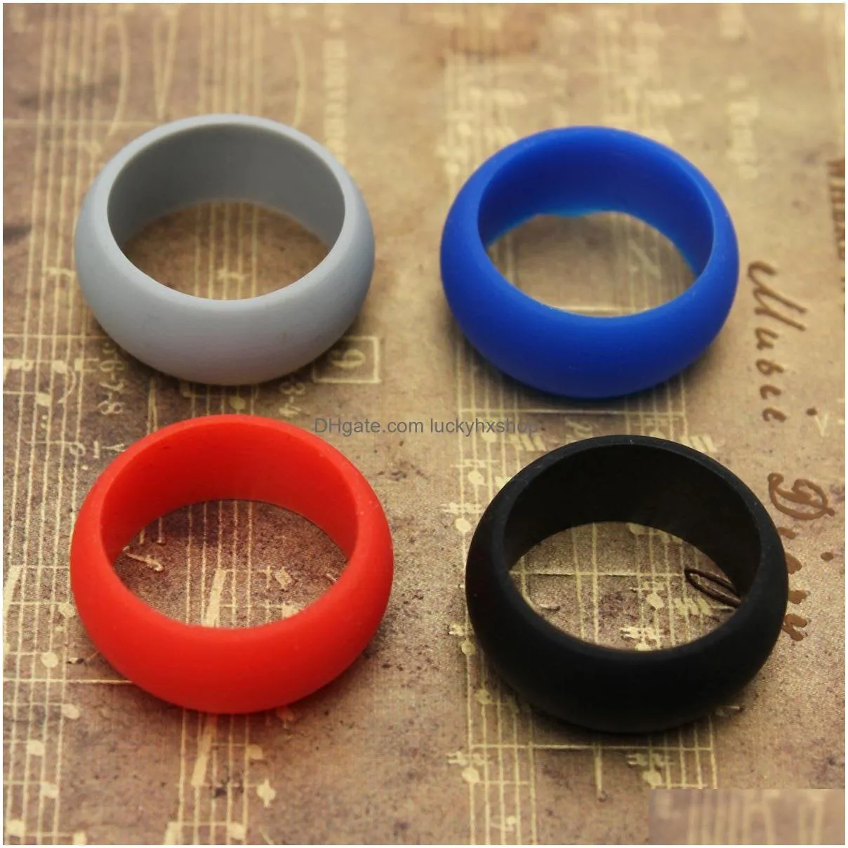 Band Rings 10Pcs/Set Womens Sile Wedding Rings Hypoallergenic O-Ring Band Comfortable Lightweigh Ring For Men Couple Design Jewelry G Dhc8B