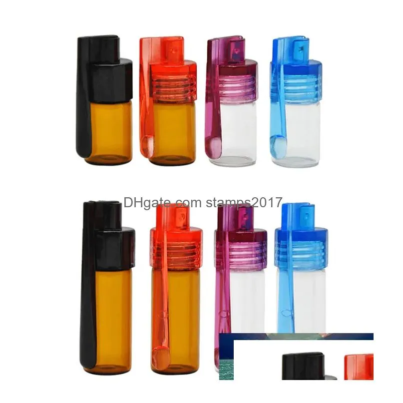 wholesale high-end portable glass bottle snuff snorter acrylic pill case random color 1pcs 36mm/51mm