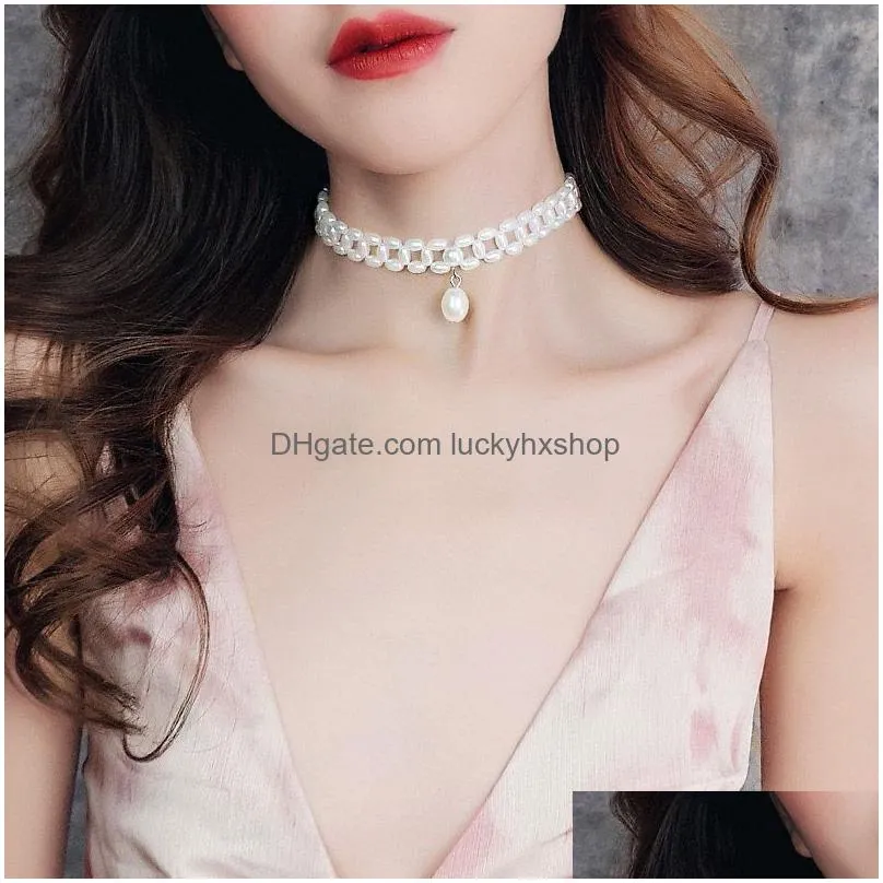Chokers Korean Pearl Beads Chains Choker For Necklace Women Fashion Double Layer Luxury Personalized Jewelry Gift Drop Delivery Jewelr Dhngc