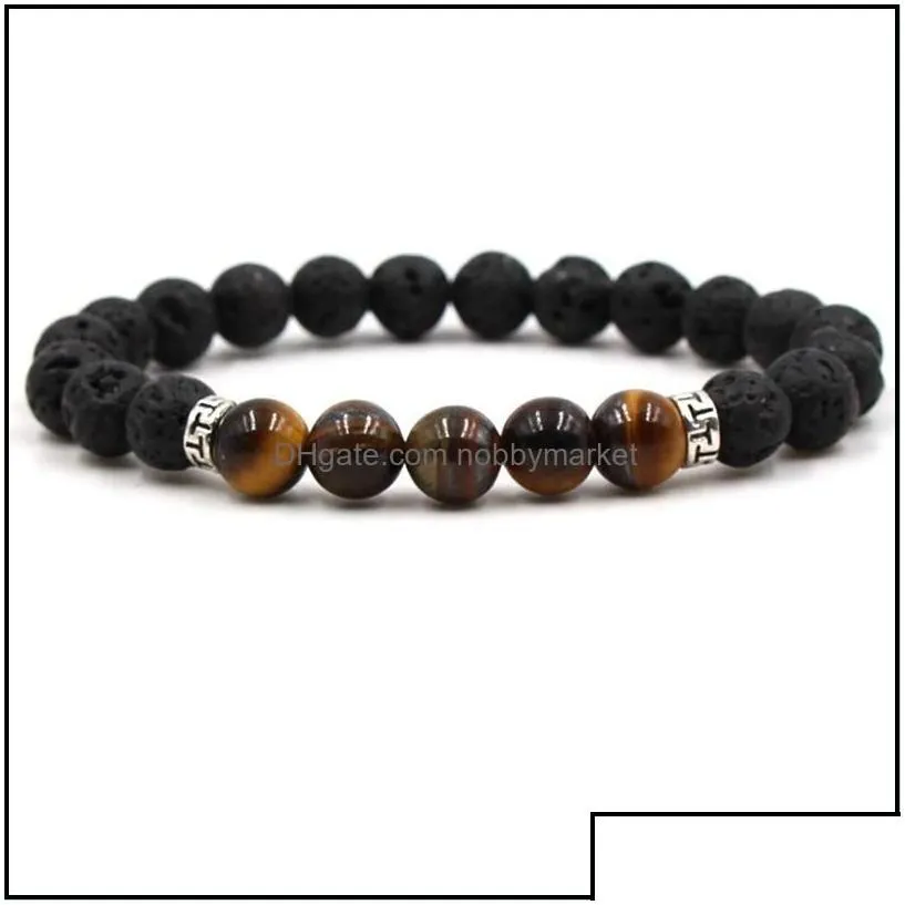 beaded strands bracelets jewelry chakra lava rock beaded for men women natural healing crystal nce stone tiger eye beads string chains