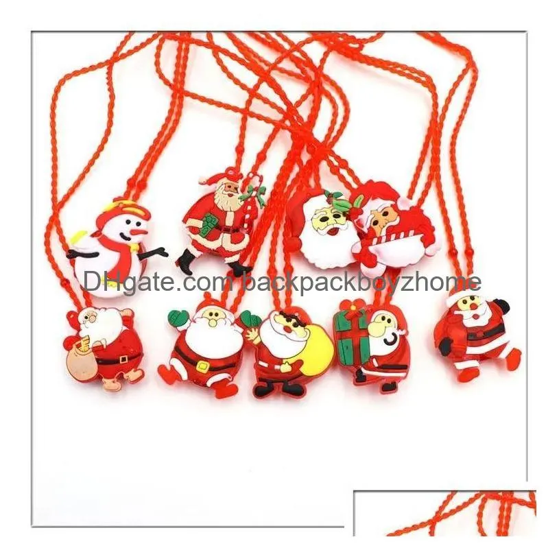 Christmas Decorations Christmas Light Up Flashing Necklace Decorations Children Glow Cartoon Santa Claus Pendent Party Led Toys Suppli Dhu8V