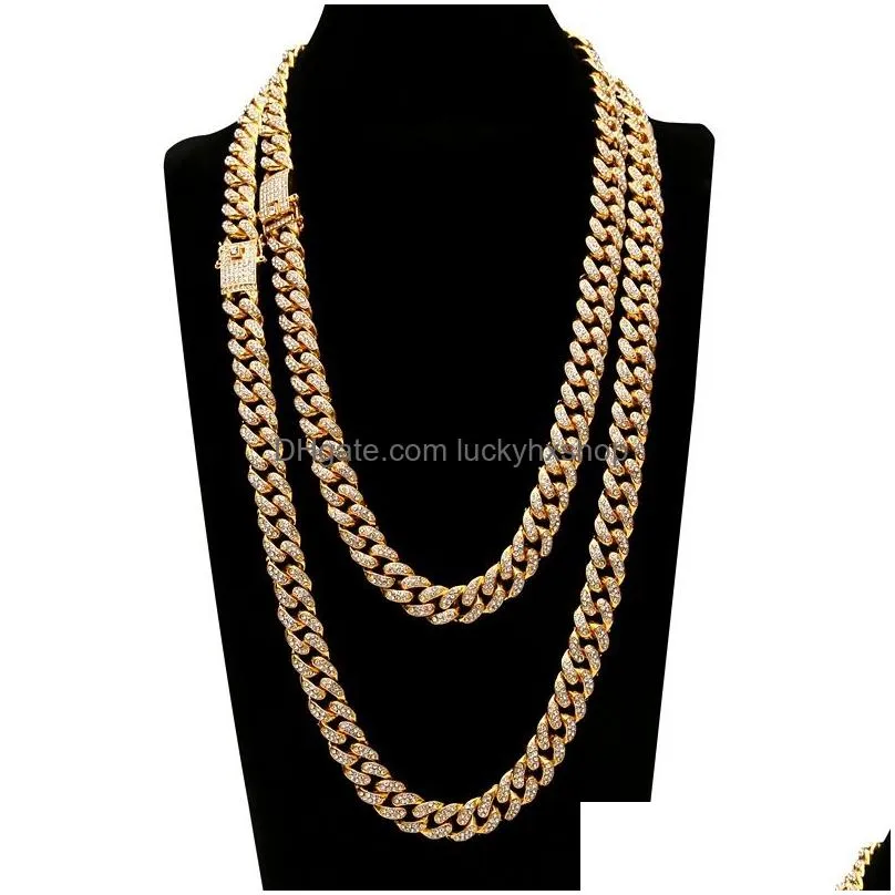 Chains Hip Hop Bling Mens Chains Jewelry Gold Sier  Cuban Link Chain Necklaces For Male Hiphop Diamond Iced Out Drop Delivery Jew Dhza7