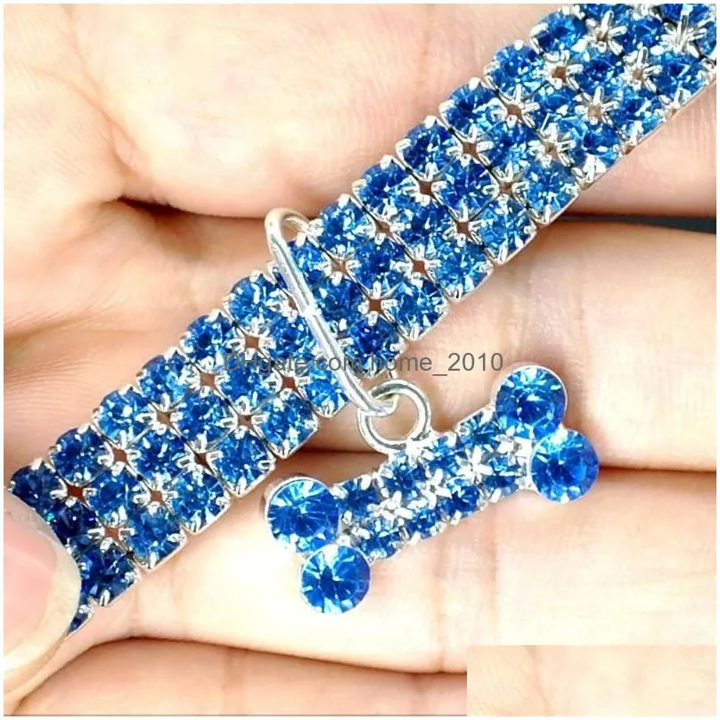 dog collars leashes bling cat collar rhinestone bone adjustable necklace luxury kitten puppy pet belts accessories for small