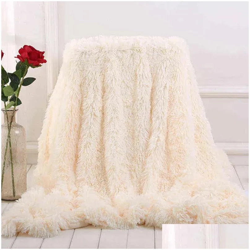 beddingoutlet shaggy throw blanket super soft plush bed cover fluffy faux fur blanket fleece blankets for beds couch sofa manta 211122