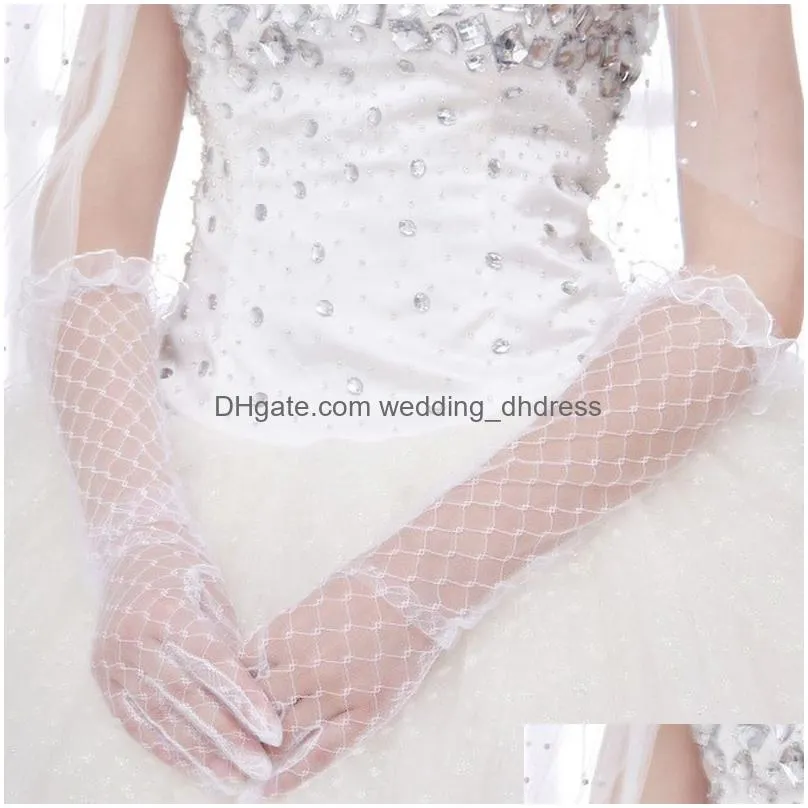 women lace bridal long gloves elbow length full finger wedding accessories white gloves