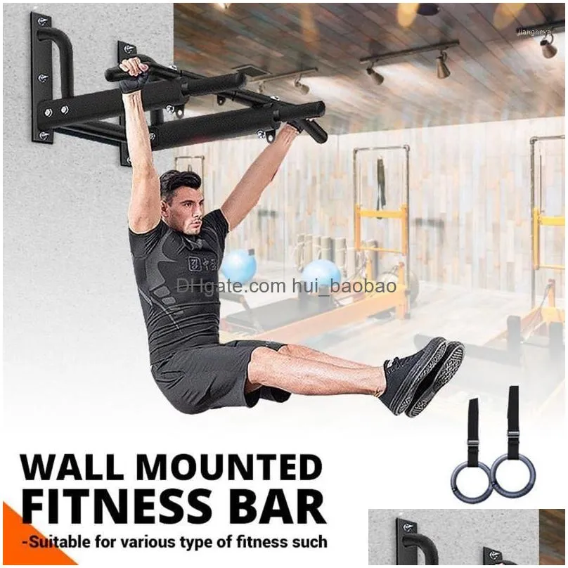 wall mounted horizontal bar set with resistance band/hand ring exercise gym chin up pull training sport fitness equipment bars