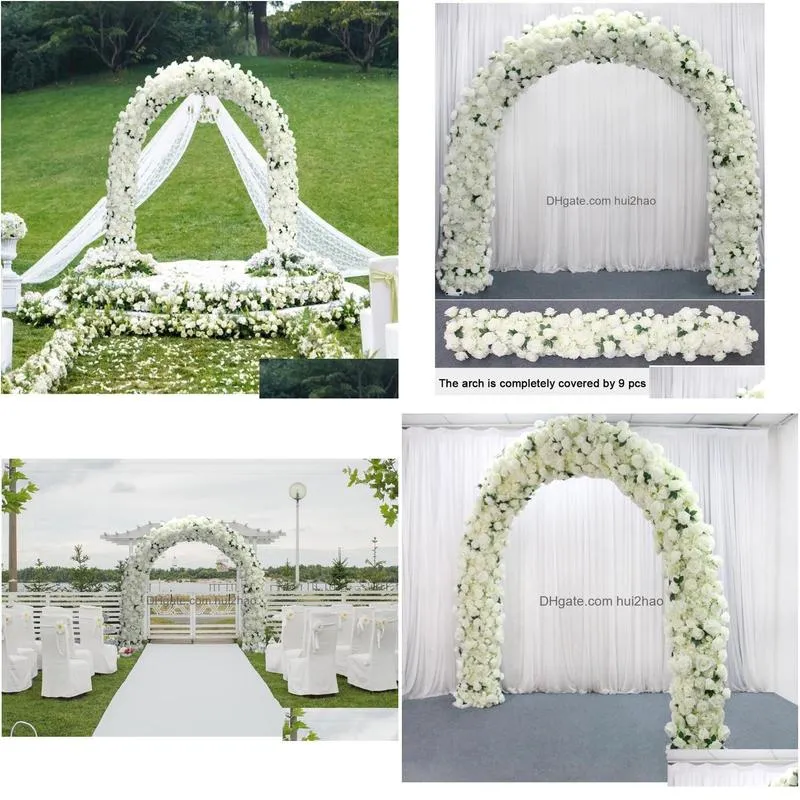 decorative flowers customize white rose hydrangea artificial floral arrangement wedding arch flower row curtain decor party window