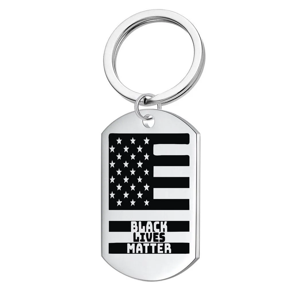 Key Rings Stainless Steel Keyrings Bag Charm Black Lives Matter Women Pendant Necklaces Keychain Ring Accessories Men Fashion Blm Car Dhikz