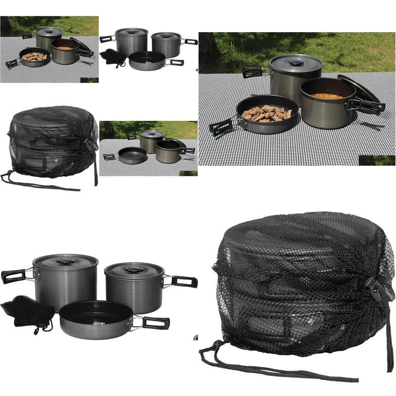 Camp Kitchen Trailblazer Black Ice 5 Pc Hard Anodized Cam Cookware Outdoor Cook Set With Storage Bag Drop Delivery Sports Outdoors Cam Dh0Gk