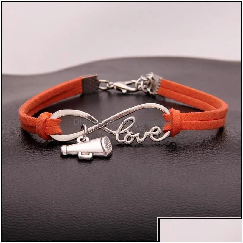 charm bracelets jewelry cheer leader horn wish infinity love veet rope wrap bangle for women men luxury sports gift drop delivery 2021