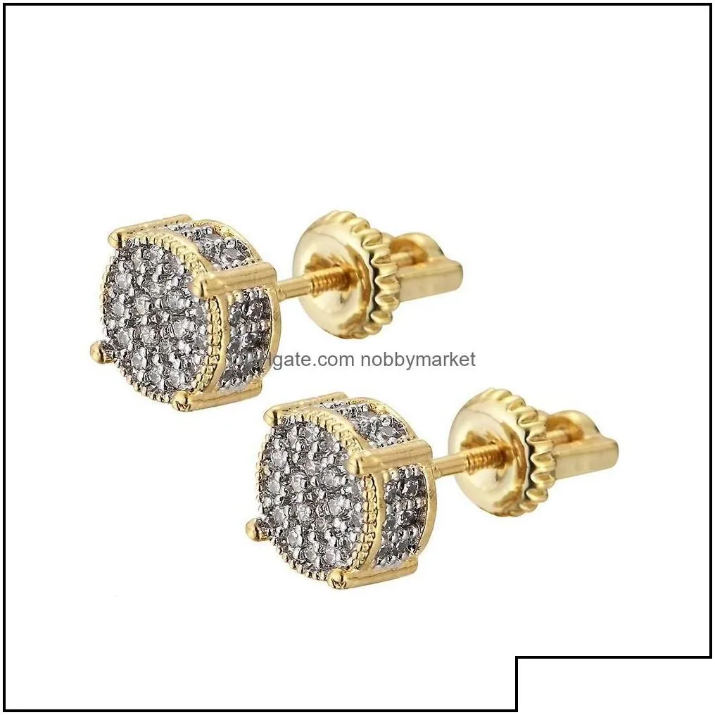 beauty shiny circle diamond design vintage ancient surgical steel screw stud earring elegant zircon female ear drop delivery 2021 earrings