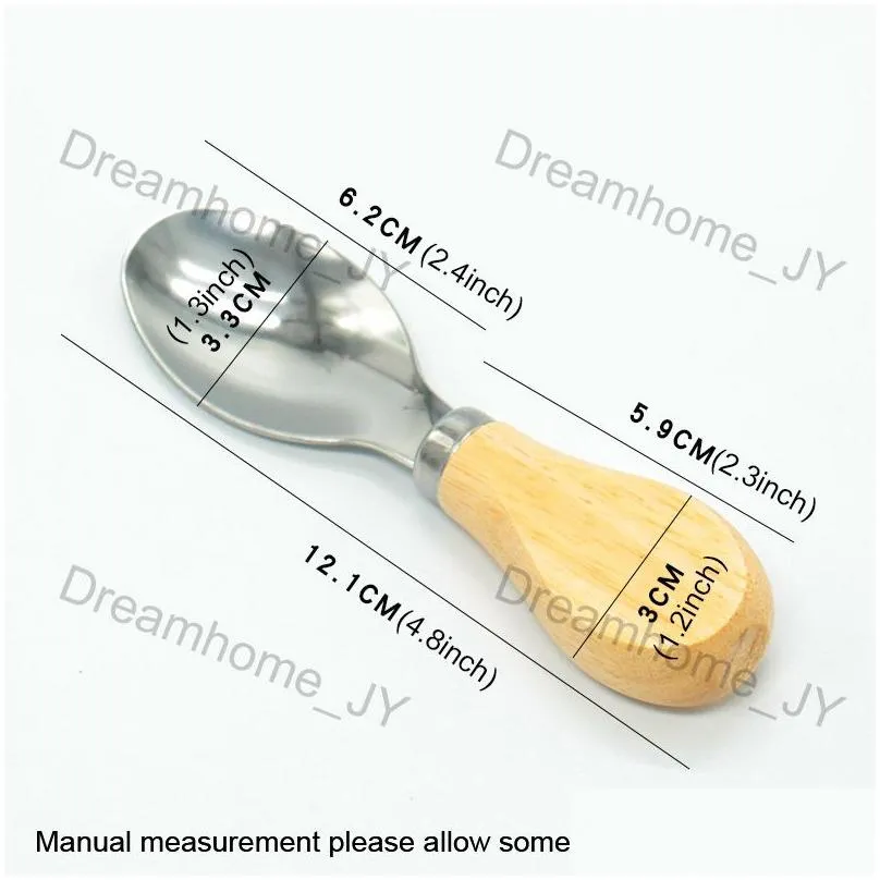 Cheese Tools Baking Tools Mti Functional Stainless Steel Cheese Knife Fork Cutlery Butter Cake Dessert Kitchen Gadgets Wood Handle Hy0 Dhpj4