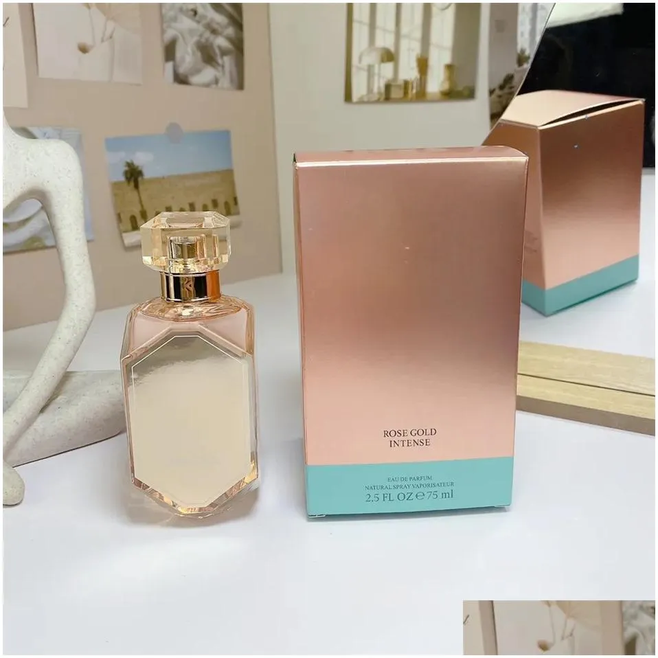 Incense Newest Arrive Women Per Rose Gold Intense Edp Co 75Ml Fragrance For Lady Elegant And Charming Floral Smell High Quality Parfum Dhq9X