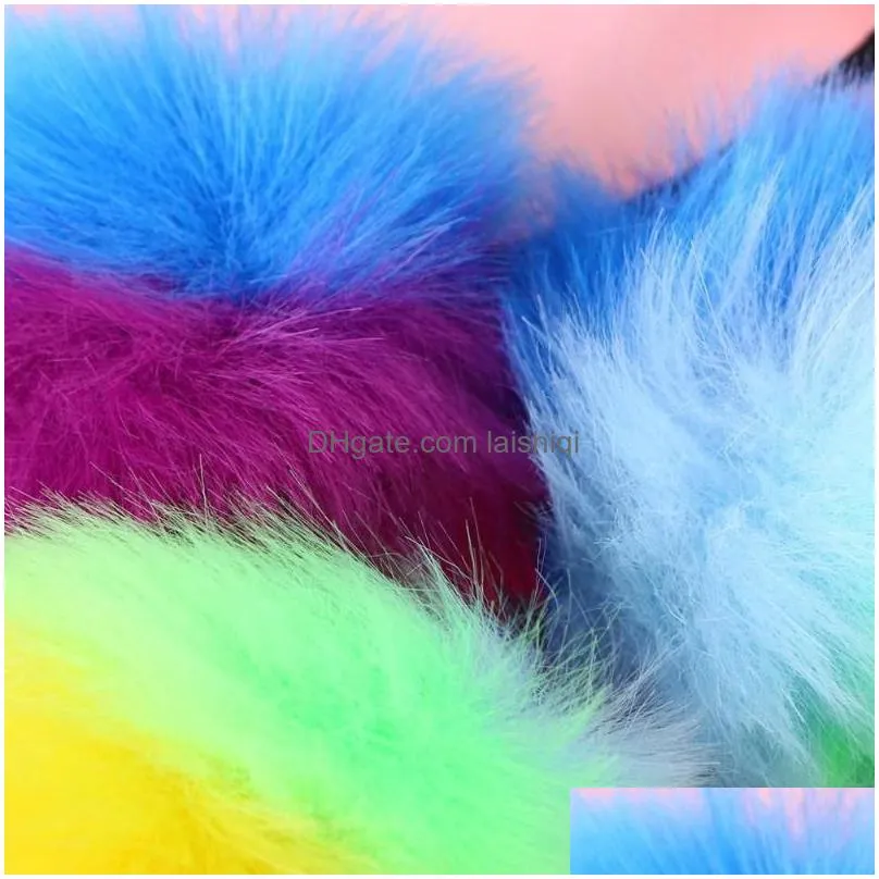 colorful hairband fluffy fur ball headband kids girls women princess hair accessories birthday pompon headwear gifts