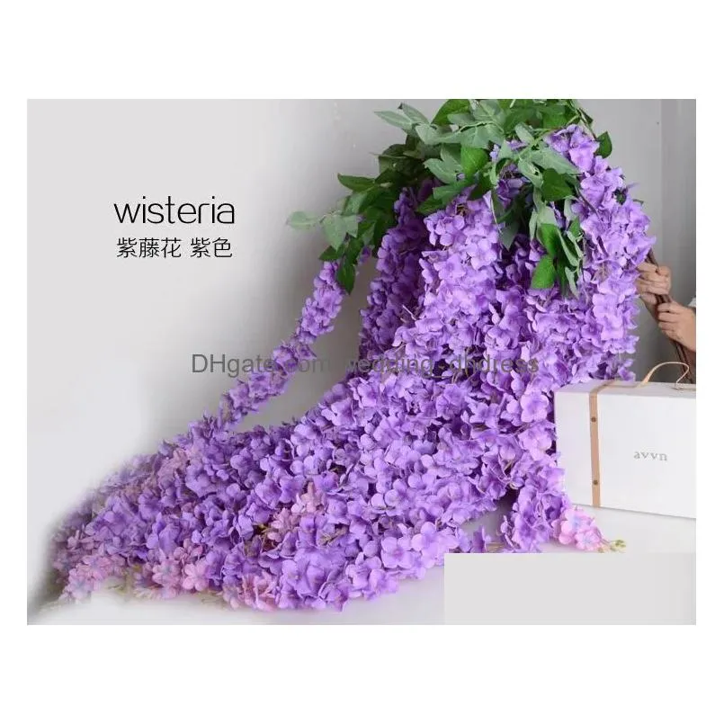 wedding decorations artificial wisteria vine rattan silk flower 1.5 meter centerpieces decorations bouquet garland ornament