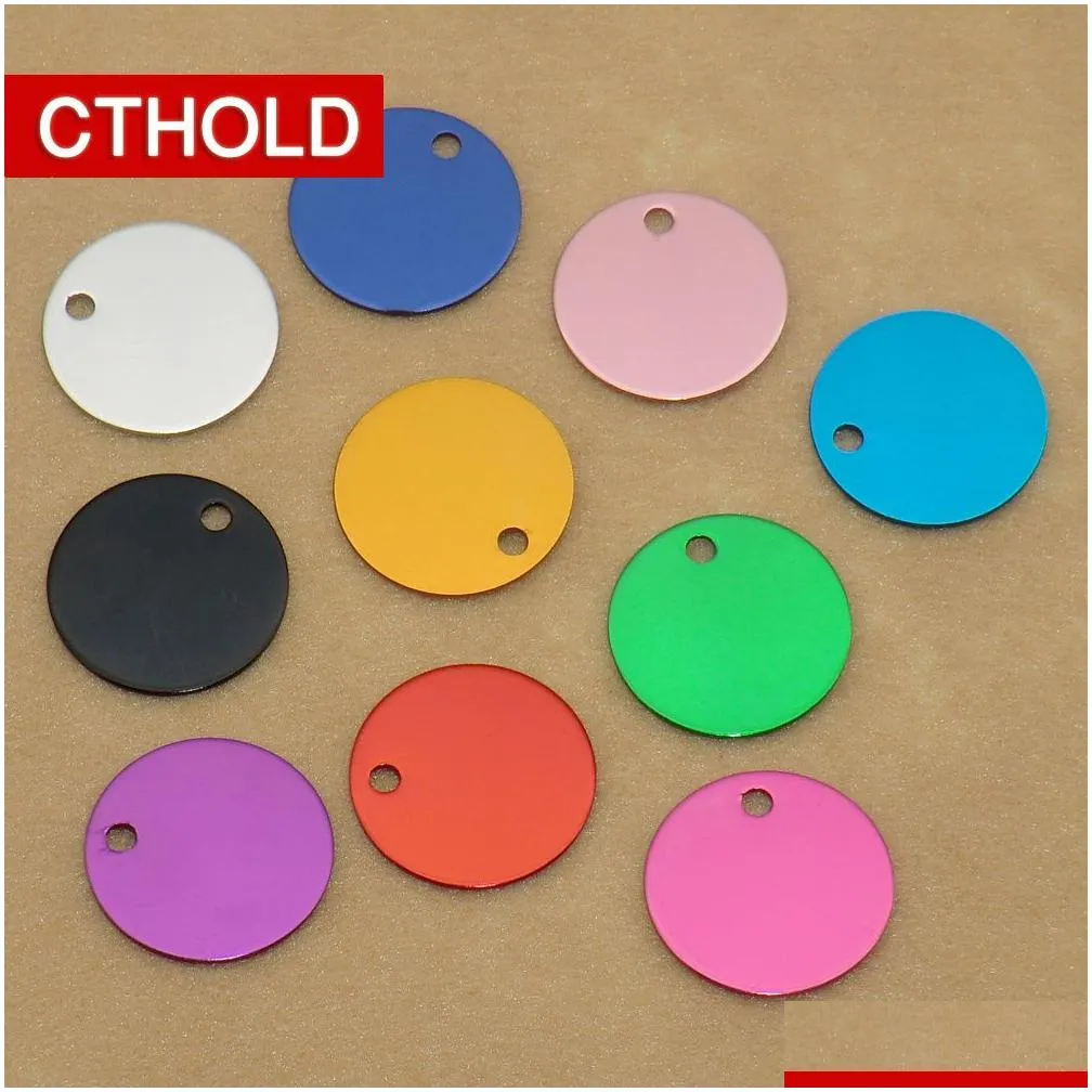 100pcs round anti-lost tag aluminum blank id tags pendant necklace number plate name pet engraved dog accessories q1122307s