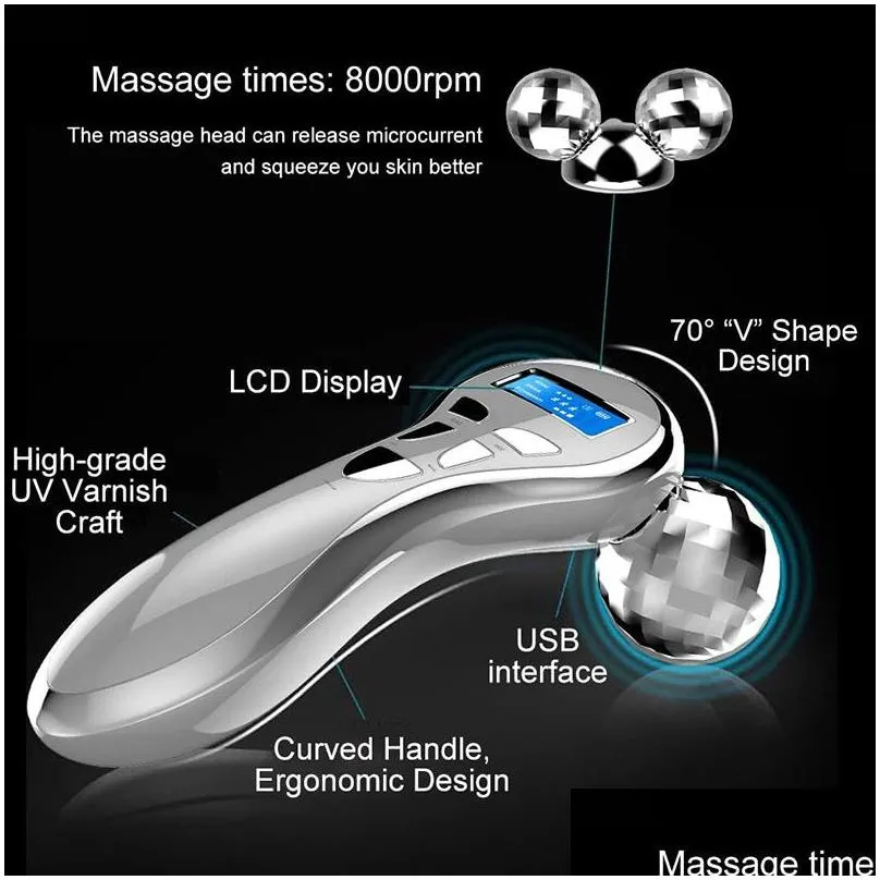 face massager 4d micro current roller electric beauty skin tighten anti aging v lifting body 230823