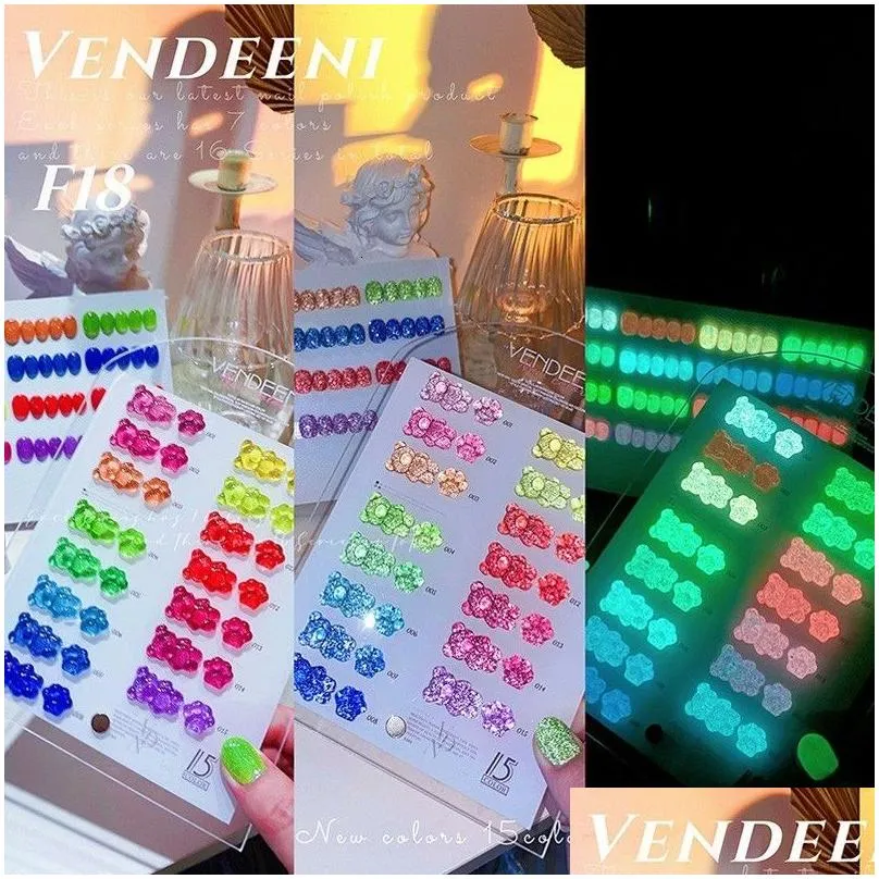 Nail Polish Escent Glow In Dark Sequins Gel Neon Uv Led Nails Soak Off Varnish Luminous Art 230712 Drop Delivery Dhqrt