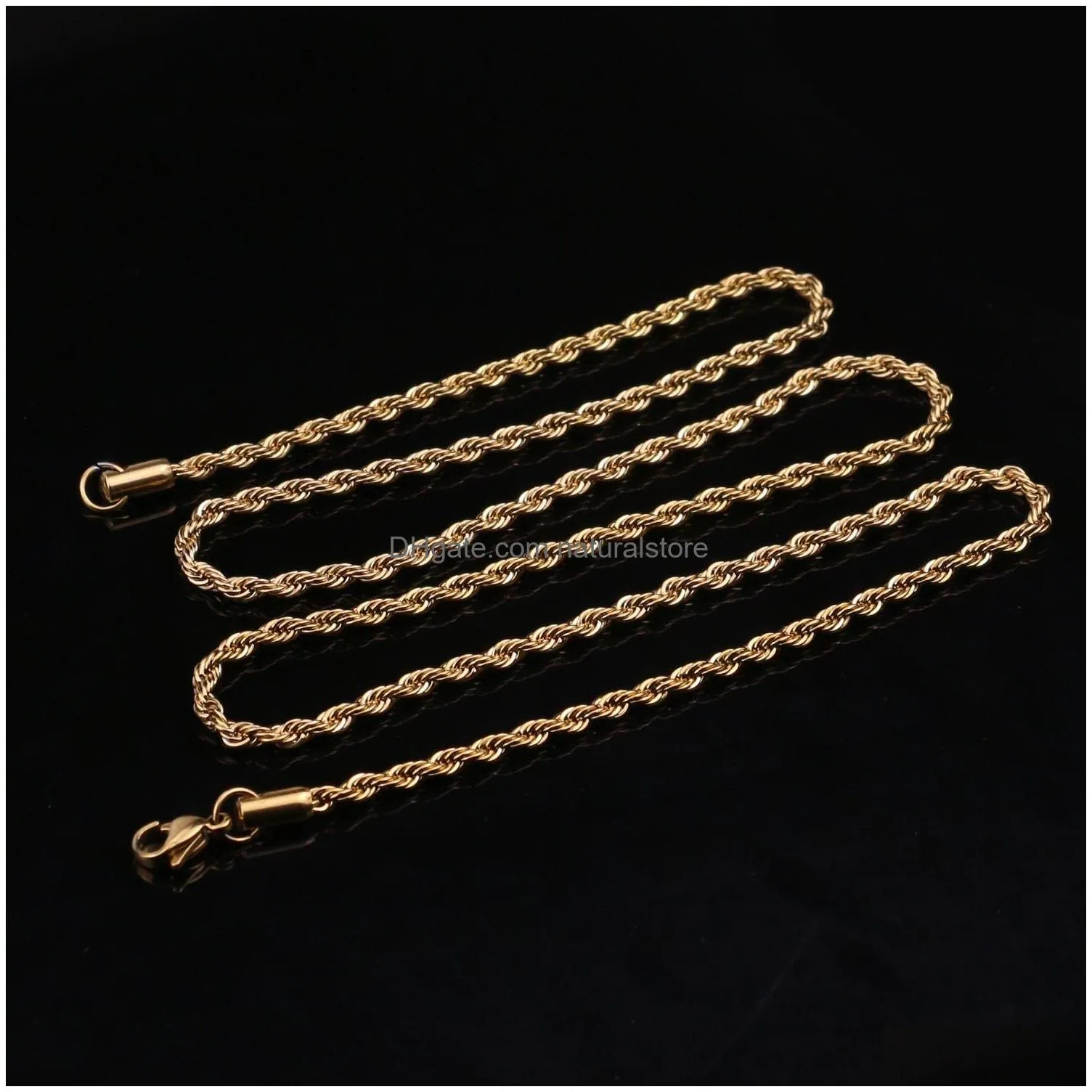Chains 5-7Mm Stainless Steel Twisted Rope Gold Chain Necklaces For Men Women Hip Hop Titanium Thick Choker Fashion Party Jewelry Gift Dhelk