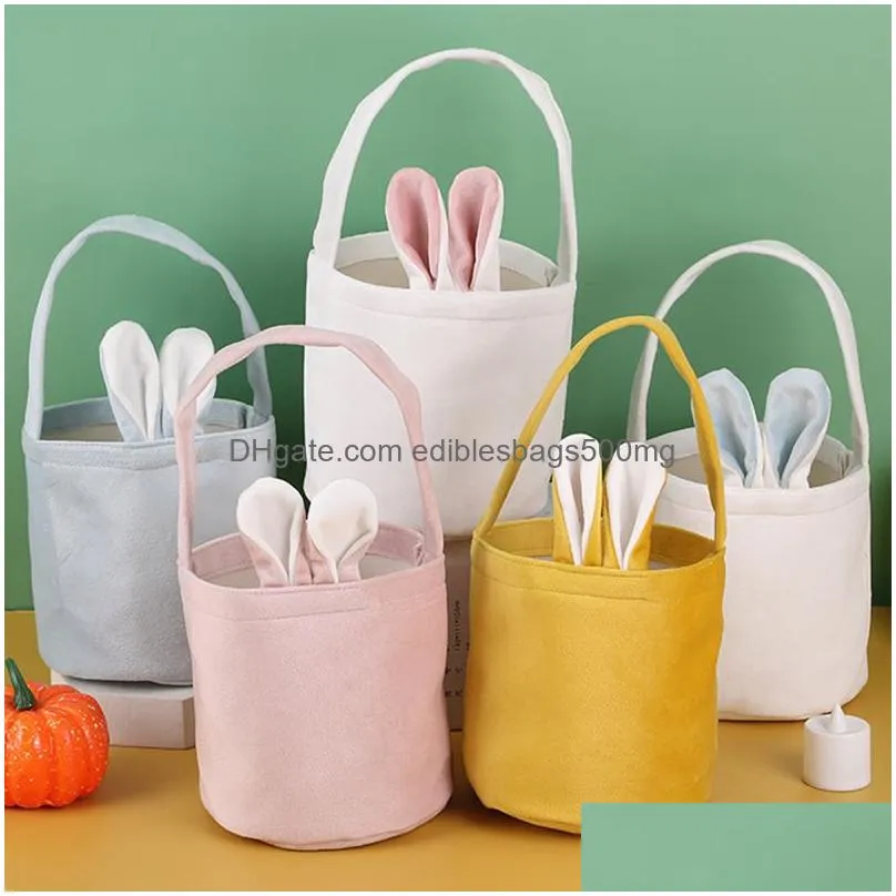 easter rabbit ears cylinder candy basket festive cute bunny ears gift bag easter bunny handbag carrying storage hanging bucket cesta de dulces con orejas de