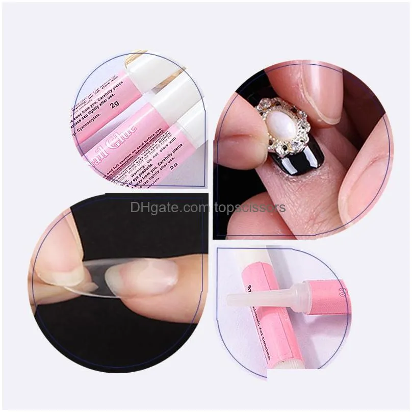 Nail Gel 5Pcs Strong Adhesiv Mini Beauty Nail Glue False Art Decorate Tips Acrylic Accessories 2G High Quality Drop Delivery Health Be Dhihy