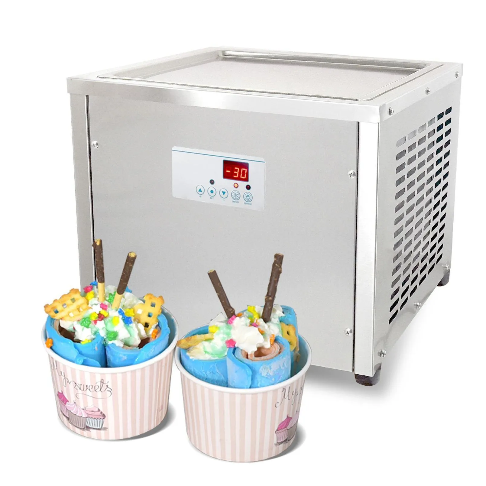 Food Processing Equipment Wholesale 45X45Cm Pan Food Processing Equipment Fry Ice Cream Roll Hine Defrost Samrt Ai Temp.Controller Dro Dhs4O