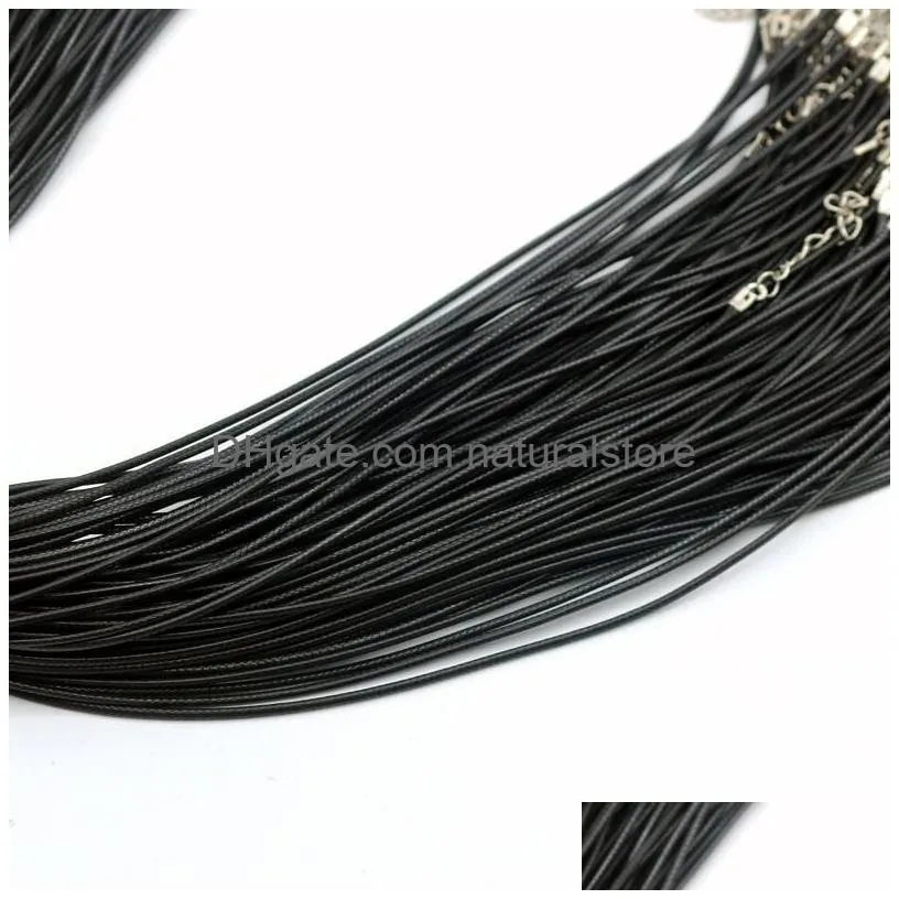 Chains 100Pcs/Lot Black Wax Leather Snake Chains Necklace For Women 18-24 Inch Cord String Rope Wire Chain Diy Fashion Jewelry In Bk D Dhziw