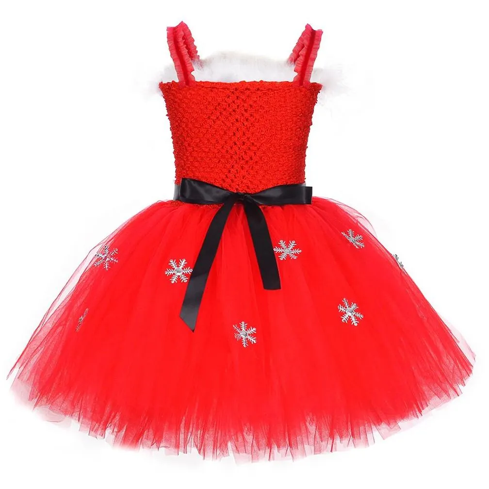 Girl`S Dresses Girls Dresses Christmas Santa Claus Costumes For Xmas Tutu Dress Outfit Kids Year Princess Children Miss Clothes Drop D Dh5Yp