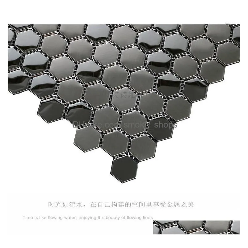 wallpapers black hexagonal stainless steel metal mosaic tile for kitchen backsplash