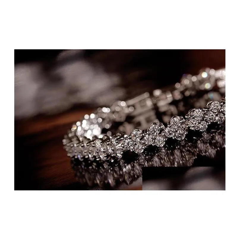 luxury austria shining crystal tennis bracelets genuine 925 sterling silver charms zircon bling diamond roman link bracelet bangle earrings necklaces
