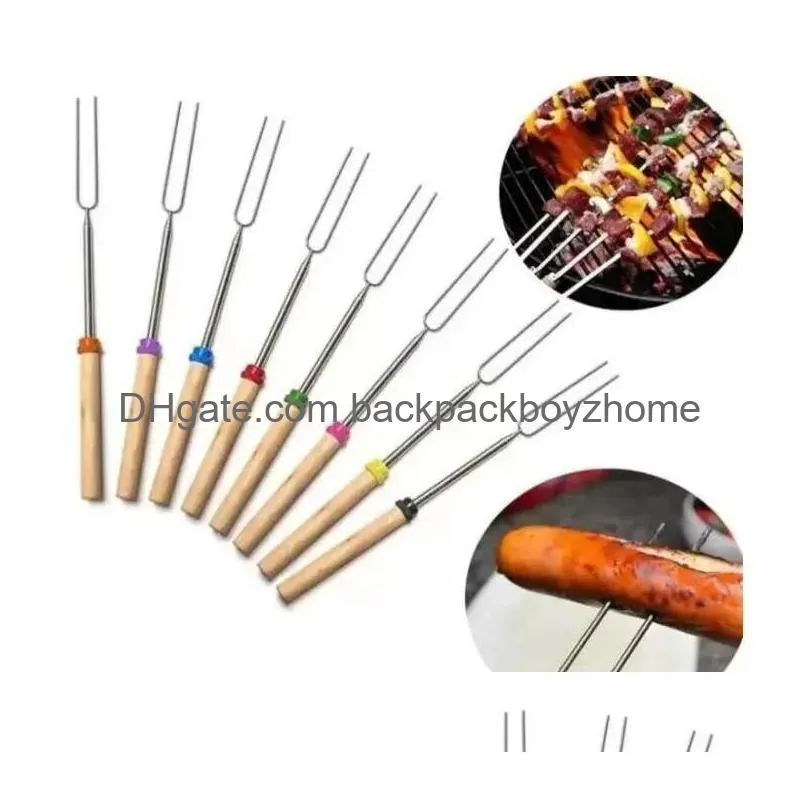 Bbq Tools & Accessories Stainless Steel Bbq Tools Marshmallow Roasting Sticks Extending Roaster Telesco Cooking/Baking/Barbecue Drop D Dhmdz