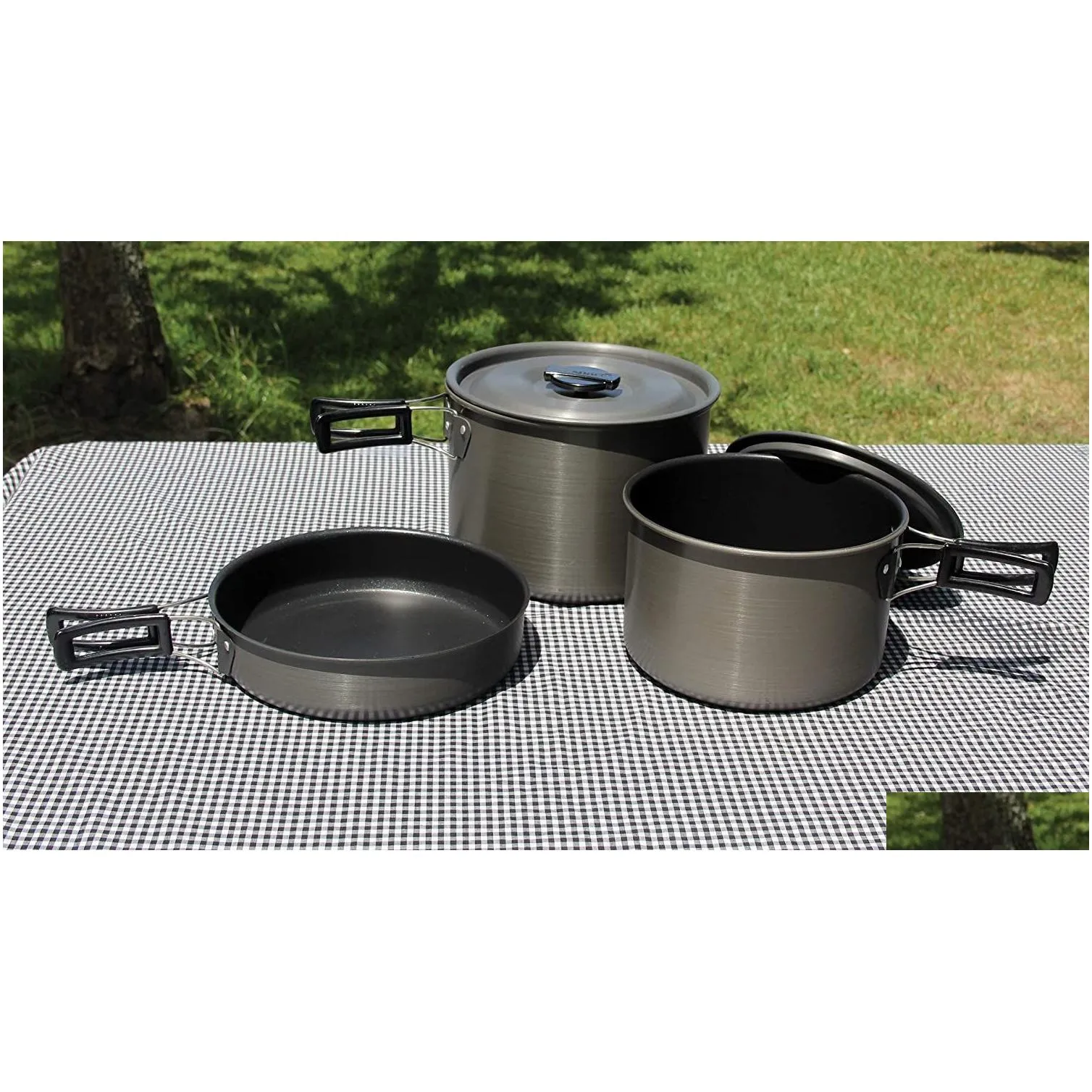 Camp Kitchen Trailblazer Black Ice 5 Pc Hard Anodized Cam Cookware Outdoor Cook Set With Storage Bag Drop Delivery Sports Outdoors Cam Dh0Gk